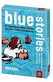 moses. black stories Junior blue stories | 50 sagenumwogene Rätsel | Das Rätsel Kartenspiel für Kinder
