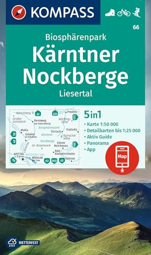 KOMPASS Wanderkarte 66 Biosphärenpark Kärntner Nockberge, Liesertal 1:50.000: 5in1 Wanderkarte mit Panorama, Aktiv Guide und Detailkarten inklusive ... in der KOMPASS-App. Fahrradfahren. Skitouren.