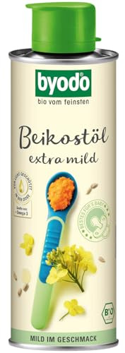 Byodo Öl für Beikostzubereitung 2er Pack - 100% Bio, Schonend Gedämpft, Milder Geschmack, Raps- & Sonnenblumenöl Mix, Reich an Ungesättigten Fettsäuren, 2x250g