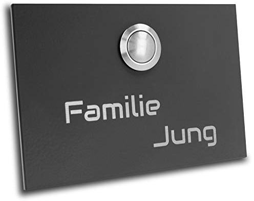 Edelstahl Klingelplatte London 007 anthrazit Pulverbeschichtet LED Taster Gravur Klingel Edelstahlklingel Klingelschild Türklingel (ohne LED)