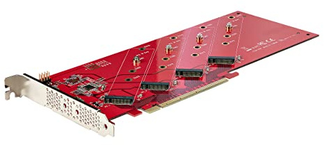 StarTech.com Tarjeta PCIe Adaptadora de 4X M.2, PCIe x16 a 4 NVMe o SSDs M.2 AHCI, PCI Express 4.0, 7,8Gbps por Unidad, Requiere Bifurcación, Compatible con Windows y Linux (QUAD-M2-PCIE-CARD-8)