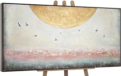YS-Art Abstrakt Acrylbild auf Leinwand Sonnenenergie Horizont Vögel