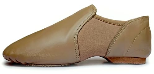Jazz Shoes - Slip on Jazz Dance Shoes Rubber Split Sole - Soft Leather and Neoprene - Modern Stage Fish Style