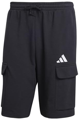 Adidas Uomo Essentials FEELCOZY French Terry Cargo Short, Black/White, M