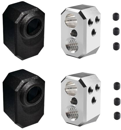 HysiPrui 2PCS Aluminium Heizblock und 2PCS Silikon Socken Abdeckung von 3D Druckerteilen Zubehör, Extruder Hotend Heizblöcke und Silikon Socken Schutz für 3D-Drucker Geldbörse I3 MK4/MK3.9/XL