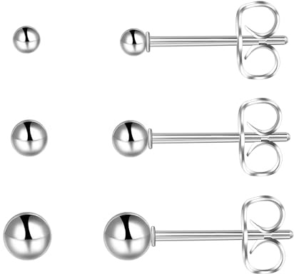 Titan Ohrstecker Hypoallergen Damen Herren Mädchen G23 Titan Ohrringe Schwarz Kleine Kugel Ohrstecker 2/3/4/5mm