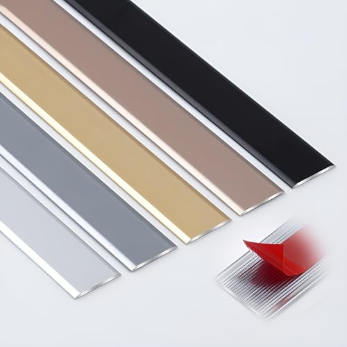 JXNVHJ Bande De Séparation De Sol Auto-adhésive - 90cm×3 Pièces - Bande De Transition en Aluminium - Barre De Seuil pour Carrelage/stratifié/Moquette - Profilé De Transition(Gun Gray,2cm)