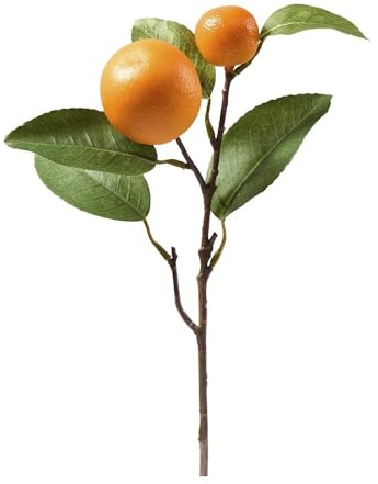Orangenzweig Deko aus Seide – Künstlicher Orangenbaum-Zweig mit Früchten – 33 cm Realistisches Design – Sommer Deko - Nachhaltige Kunstblume für Wohnzimmer, Tischdeko & Events