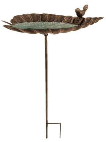 Vogeltränke Stehend Groß, Vogeltränke Garten Stehend Metall, Vogeltränkes Garten Auf Stab, Futter Schale Stehend Für Draußen Garten, Wasserschale Blattform