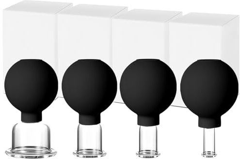 4 Coppettazione Viso Silicone Set, Coppettazione Massaggio Anticellulite, Tonifica i contorni del viso, Viso e Corpo Coppetta Cellulite