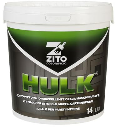 Pittura Bianca Opaca 14L – Idropittura Idrorepellente per Interni – Alta Copertura, Mascherante, Antimuffa – Ideale per Pareti, Ritocchi e Cartongesso – Zito Colorificio - MADE IN ITALY (5 Litri)