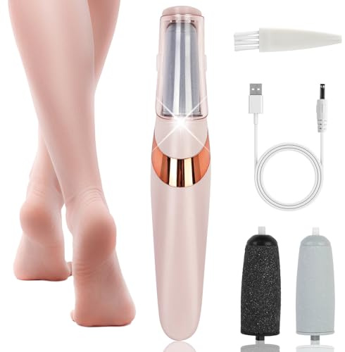 PUGTOW Electric Foot File, Electric Callus Removers for Feet, Rechargeable Waterproof Foot Hard Skin Remover with 2 Rollers, 2-Speed Pedicure Tools for Remove Dry Cracked Heels, Calluses and Dead Skin