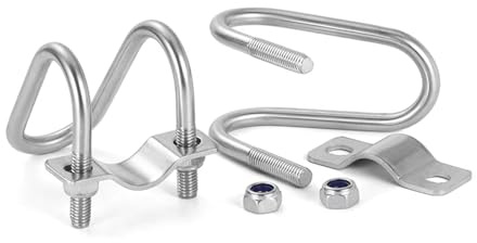 Double Pipe Clamp With U-Bolt Cross Bolt, 304 Stainless Steel Double U-Shaped Bolt Cross Pipe Clamp Shaped Hoop M6 M8 Sizes(M6X20X25)