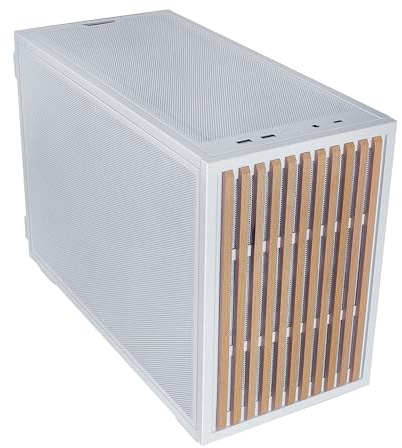 Lian Li B4-mATX 21.3L PC Case, 358mm GPU, 360 AIO, 2 Slim Fans, White Wood
