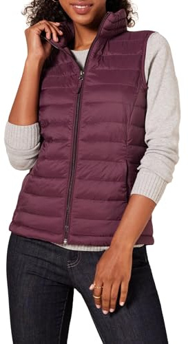 Amazon Essentials Women's Lightweight Water-Resistant Packable Puffer Gilet, Burgundy, L