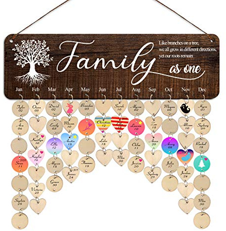 Gifts for Grandma Mom,Family Birthday Calendar Wall Hanging,Birthday Plaque with Tags,Family Tree Birthday Reminder Board,Mother in Law Grandparents Mothers Day Gifts