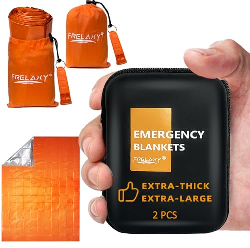 Frelaxy Emergency Blanket 2 Pack, Extra Thick Large Space Blankets