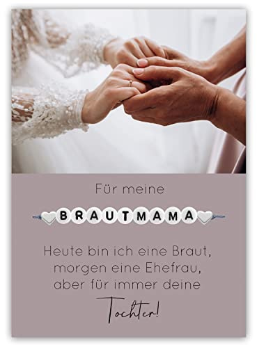 Selfmade Jewelry Armband Damen Brautmama Armkettchen mit Herzen Handgemacht, Größenverstellbar Für meine Brautmama auf Geschenk-Karte