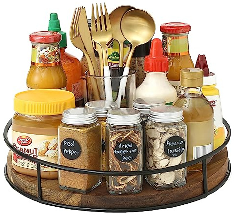 YUNISS Roterande krydda, Kök Kryddor, Roterande Armari Kök Armari (30 cm, Träfärg)