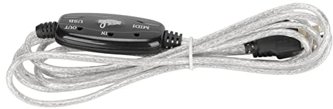 Akozon Midi-zu-USB-Kabel, USB-Midi-Kabel mit 16 Kanälen, USB-Laptop-Schnittstelle, LED-Stärke-Eingangs-/Ausgangsanzeige, ca. 2,2 M Lang