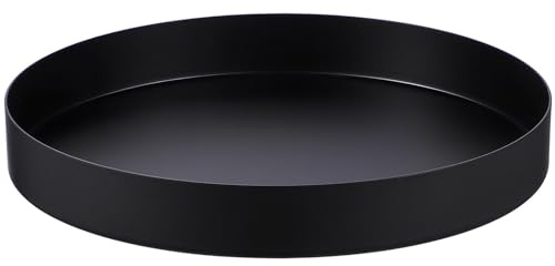 HOLIDYOYO Plateau Rond Noir Acier Inoxydable Plateau Décoratif Multifonction pour Cuisine Salon Et Chambre Design Élégant Et Facile À Nettoyer pour Servir
