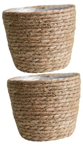 Kisangel 2 Piezas Cestas De Plantas De Interior Macetero De Mimbre Maceta De Interior Macetero De Interior Canasta De Flores Maceta Tejida El Plastico Manual Maceta De Arbol