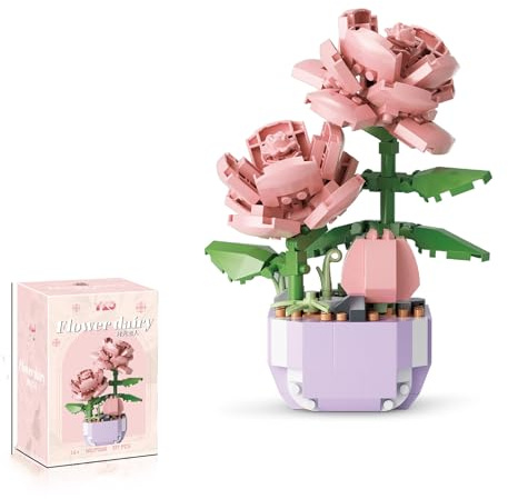 Pezicco Blocs de Construction,Bricolage Fleur Herbe Bloc Jouet Jeux de Construction Décoration pour Adultes et Enfants à Partir de 6 Ans (317PCS,Size：72X52X99MM)