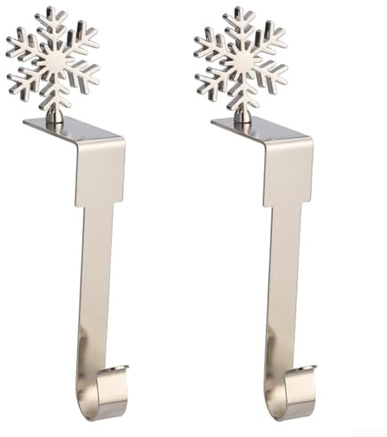 Sileduove 2 Stück Weihnachtsstrumpf Haken Halter, Metall Nikolausstiefelhalter, Weihnachtssockenhaken Für Das Aufhängen Von Weihnachtsgeschenken, Weihnachtshaken Kaminhaken(Snowflake)