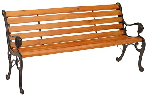 Mendler Gartenbank HWC-O25 164cm Gusseisen Holz Kiefer - Teak