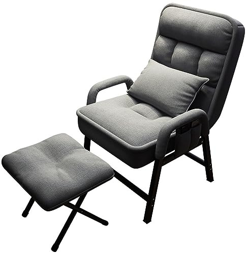 Sedia reclinabile Wingback con poltrona reclinabile regolabile ottomana per soggiorno sedia TV sedia da lettura grigio imbottito mobili da salotto