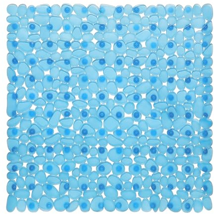 AMFUN 54x54CM Anti Slip Square Shower Mats,Clear Pebbles Shower Bath Mat, Machine Washable Bath Mat with Strong Suction Cups Grip and Drain Holes for Inside Shower