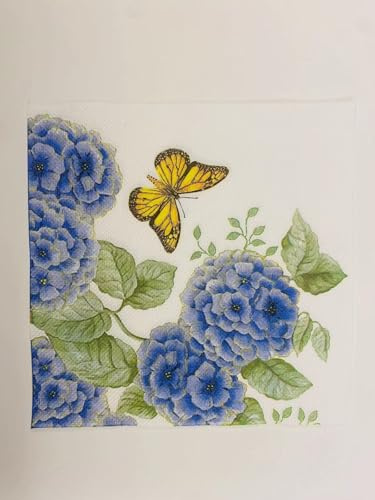 Serviettes en Papier Papillon Fleur Violet Papier jetable, Serviettes de fête, douces, durables et absorbantes pour cuisine, salle de bain, événements30 Paquet(33x33cm)