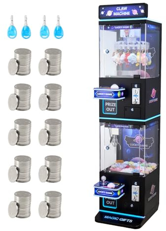 VEVOR Machine à Pince Attrape Peluche Fête Foraine Jeu Arcade Effets Lumineux Sonores Mode Griffe s'adapte aux Peluches 40-80 mm Mode Clips Convient Objets 50 g pour Salles de Cinéma, Noir et Violet