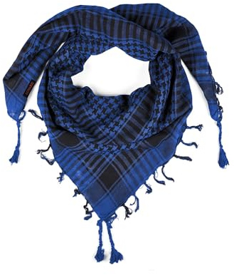 Kungligt Blå och Svart Shemagh Scarf - Stor fyrkantig keffiyeh i Bomull, Palestinsk Halsduk för Män