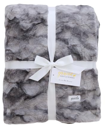 GRACED SOFT LUXURIES Oversized Throw Blanket Living Room Decor Softest Warm Elegant Aesthetic Comfy Cozy Faux Fur for Home, Couch, Sofa, Bed, Chair (XL 60 x 80, Marbled Gray)