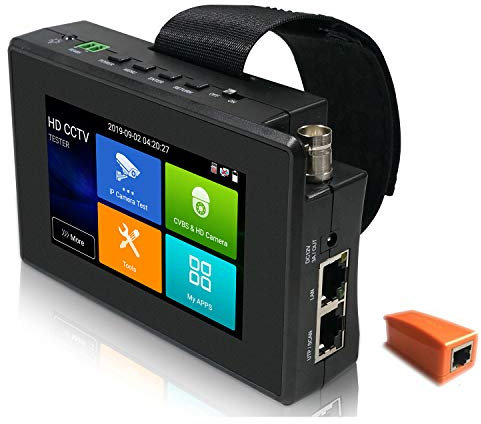 EVERSECU 5 in 1 CCTV Tester Support Upt to 4K IP Camera & 720P/1080P/3mp/4mp/5 Megapixel AHD, TVI, CVI & CVBS Analog Camera, Security Video Monitor with 4 Touch Screen, POE Out, WiFi Test, PTZ Test