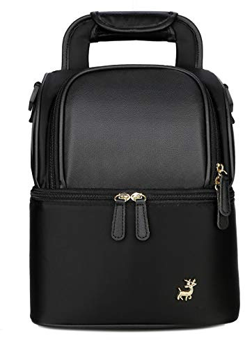 ThreeH Milchpumpe Tasche Rucksack Muttermilch Stillen Kühltasche Zwei Schichten für Mutter Outdoor Arbeit Babyflasche Tote BD06 Black