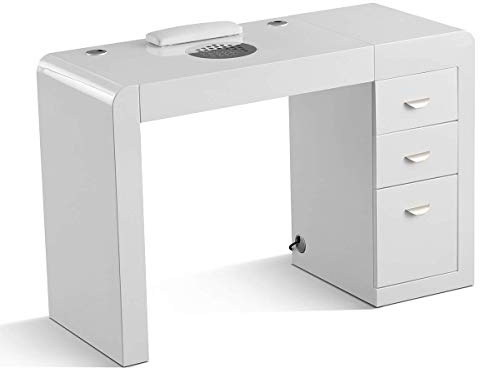 Professioneller Manikürtisch, modulares Nagelstudio, Schubladen, Sauger mit Filter, LED, Nagellackklammern (Basic L)