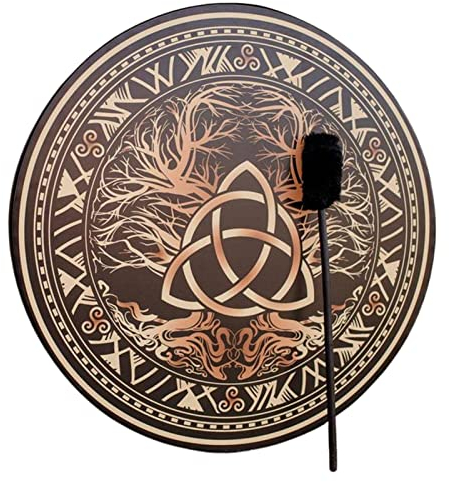 HINAA Schaman Drum Handgemachte Schamanische Trommel, Heilige Keltische Trommel mit Drumstick, Symbol der sibirischen Trommelgeistmusik, Sound Healing Tool