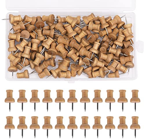 100 Pcs Punaises en Bois Punaises Décoratives Goupille de Marquage pour Carte Panneau de Liège Carte Bureau Suspendu avec Boîte de Rangement