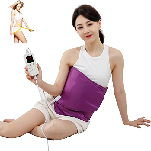 V ddhoger Heating Sauna Belt with Hot Compress & Vibration Massage，Lumbar Abdominal Stomach Belly Massager Back Pain Relief Machine, for Body Muscle Relax,Waist Trimmer Fitness Home Exercise(Purple)