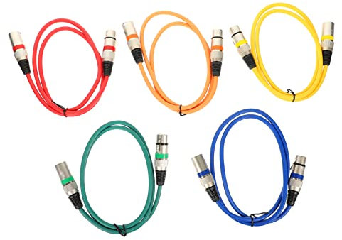 UKCOCO 5 Stück Xlr Verlängerungskabel Mikrofonkabel Stecker Buchse Pvc 1m Für Audio Mischpult Bühnenlichtanschluss