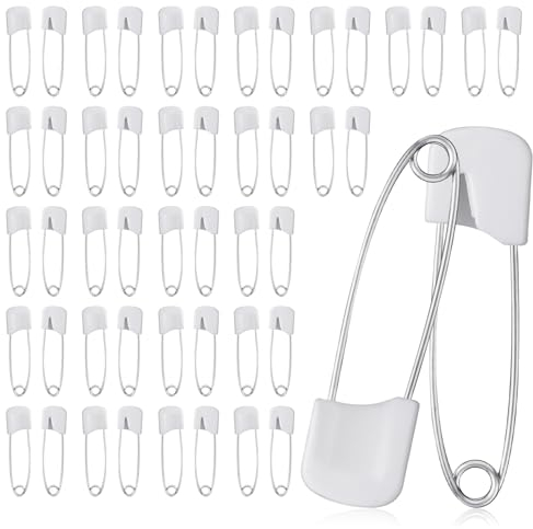 50 Stück Baby Sicherheitsnadeln Klein 40mm Windel Stifte Baby Kleinkind Kind Kinder Sicherheitsnadel Kunststoff Stoff Stoff Windel Stifte Mit Verriegeln Verschluss Craft Nähen (Weiß)