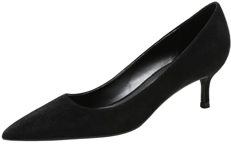 Jamron Damen Samt 5CM High Heels Elegant Spitze Zehen Pumps Büro Arbeitsschuhe Schwarz SN0711129-1 EU39.5