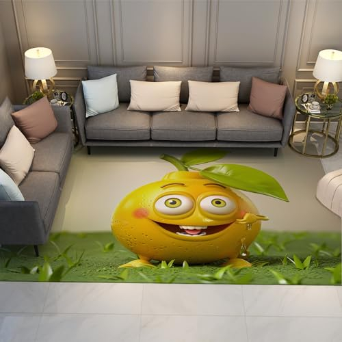 Kawaii Eingangsbereich Teppiche Cartoon Obst Teppich Zimmer Dekor Moderner Druck für Kleinkinder Spielzimmer Kinderzimmer Schlafsaal rutschfest 60x180cm