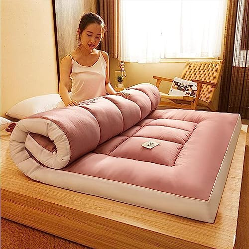Generic Soft Thick Tatami Mattress, Traditional Futon Topper, Folding Single Double Comfy Sleeping Mat, Japanese Roll Up Guest Mattress Upholstered Pad, 150x200cm(59x79inch)