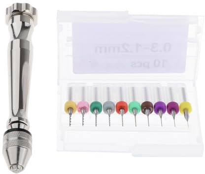 Sharplace Handbohrer-Set, Rotationswerkzeug, tragbar, handgefertigt, Schraubstock, Spiralbohrer zum Schnitzen von Holz, Miniatur-Harzuhr