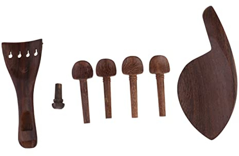 VICASKY Violine Saitenhalter Holz mit Kinnhalter Endknopf Wirbel Ersatzteile für Geigen Zubehör für Musikliebhaber zu Hause