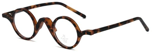 moomoobird Runde Gläser für Männer Frauen Vintage Brillen TR90 Kleine Gläser Rahmen Klare Linse Retro Brillen (leopard with clear)