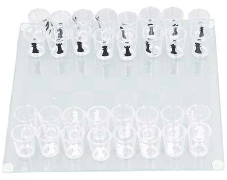 Shot Glass Chess Set, 32 Plastic Chess Pieces with Drinking Glasses for Fun and Interactive Play with Friends